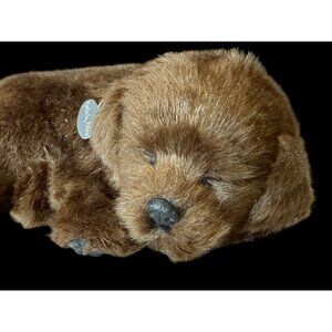 Realistic Breathing CHOCOLATE LAB PUPPY SLEEPING PLUSH Stuffed Toy Pet collect